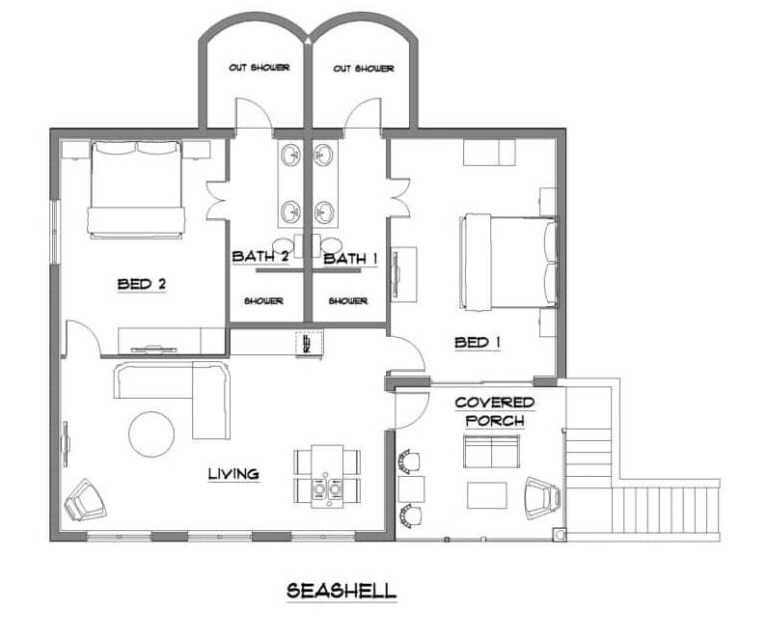 Coral, Seashell Bungalow